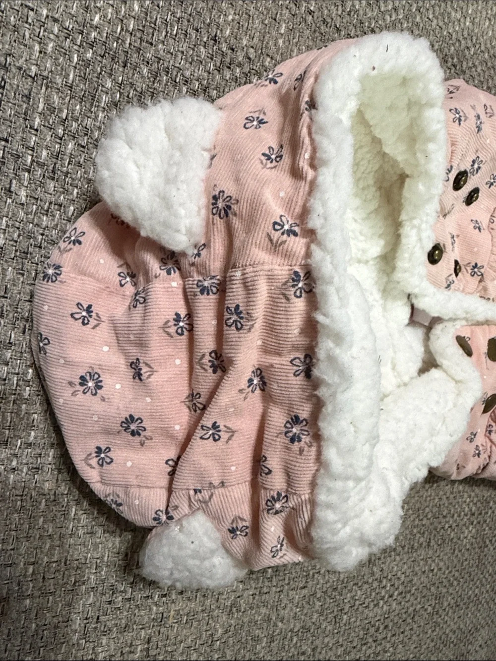 Girls' Pink Floral Sherpa-Lined Hooded Vest